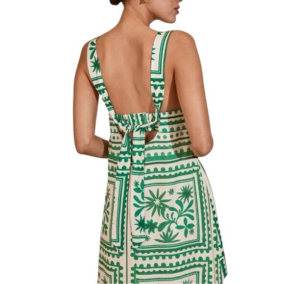 Anthropologie x Mon Renn Green and White Tropical Linen Blend Maxi Dress - Picture 9 of 11